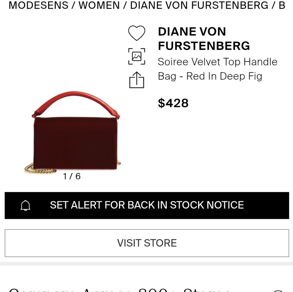 DVF Soiree Red Velvet Leather Top Handle Crossbody Shoulder Bag, NWOT - Picture 12 of 13